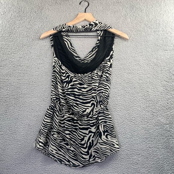 BOSTON PROPER Tank Top 6 Zebra Animal Print Draped Y2K Glam Mobwife Feminine - Picture 8 of 8